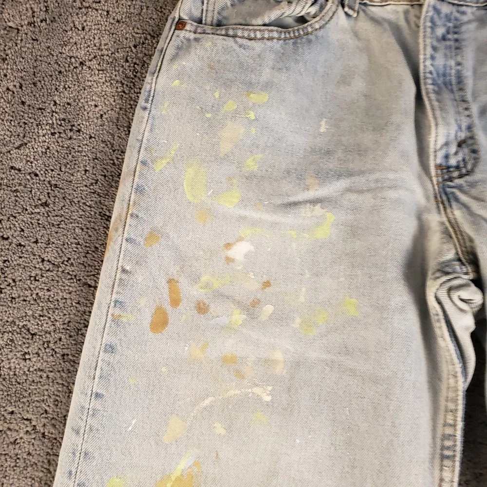 VTG 90s Levis 550 Mens 34x34 Paint Distressed Blue Denim 550-4834 USA Made 1997